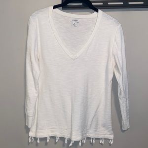 J. Crew 3/4 Sleeve Top with adorable fringe detail!